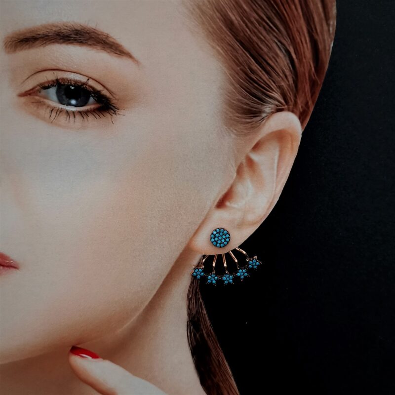 HSF000118BO Boucles d'oreille Lazo Turquoise & Rose - 1