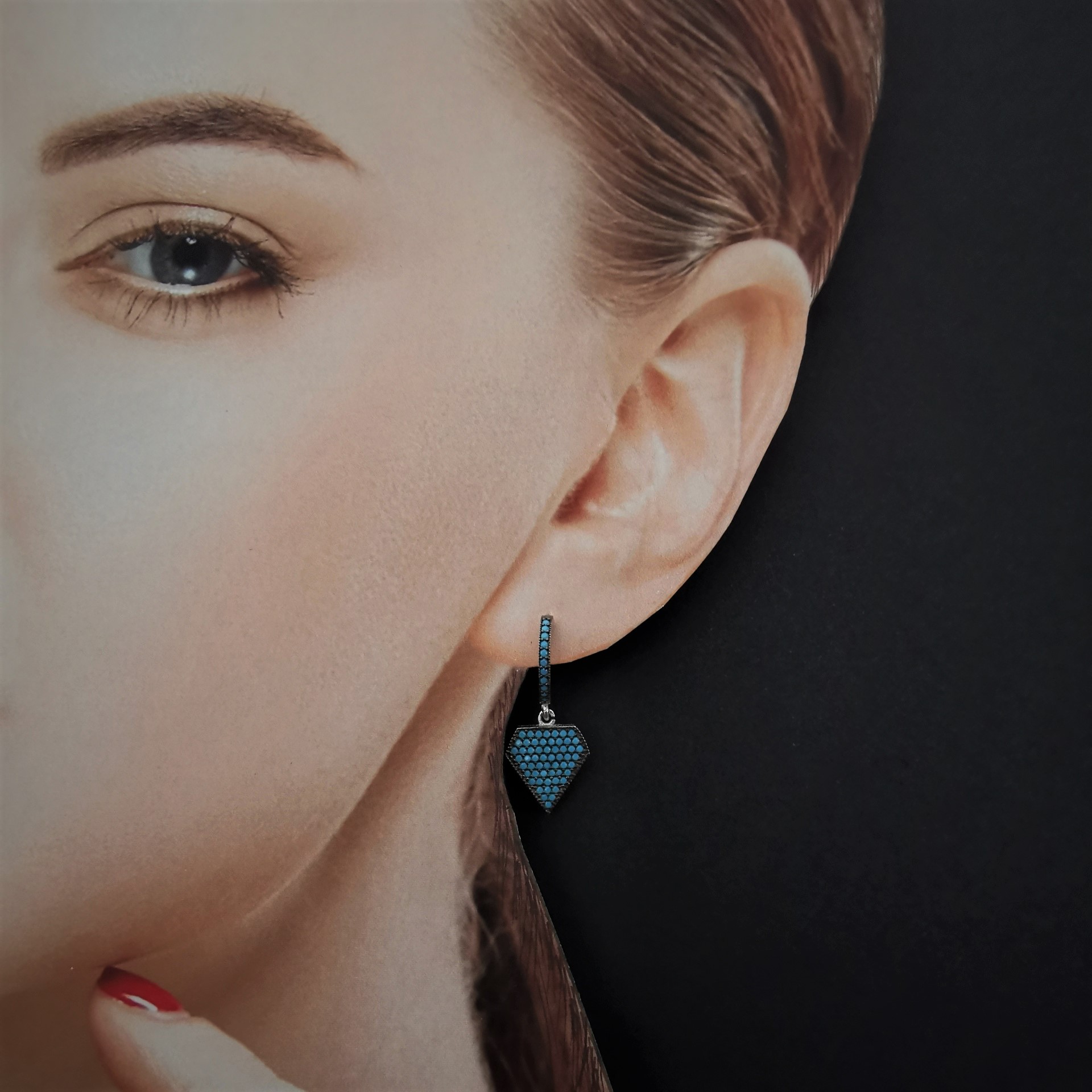 NJF000104BO Boucles d'oreille Larme Turquoise - 3 NJF000104BO Boucles d'oreille Larme Turquoise - 3