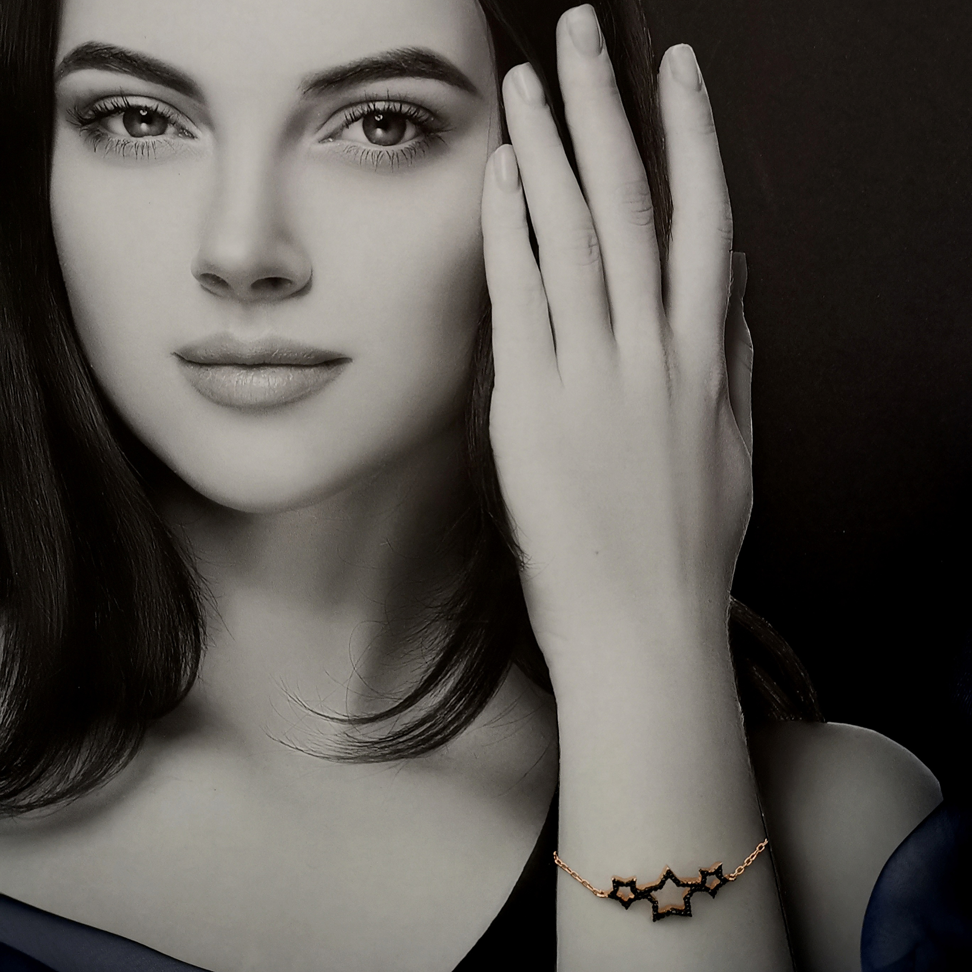 KSF000108BR Bracelet Trois Etoiles Noir - 1 KSF000108BR Bracelet Trois Etoiles Noir - 1